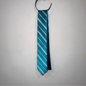 Tommy Hilfiger Aqua Blue White Diagonal Striped THIN CLASSIC SILK TIE Turquoise